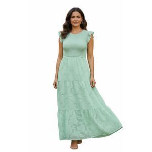 Zesica Green Floral Lace Maxi Dress, Size XL